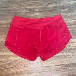 Lululemon Red Speed Up Shorts 2.5”